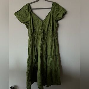 Green Ruffled V-Neck Flutter Sleeve Maxi Dress